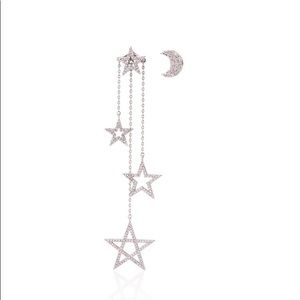Earrings! Silver stars and moon long earrings